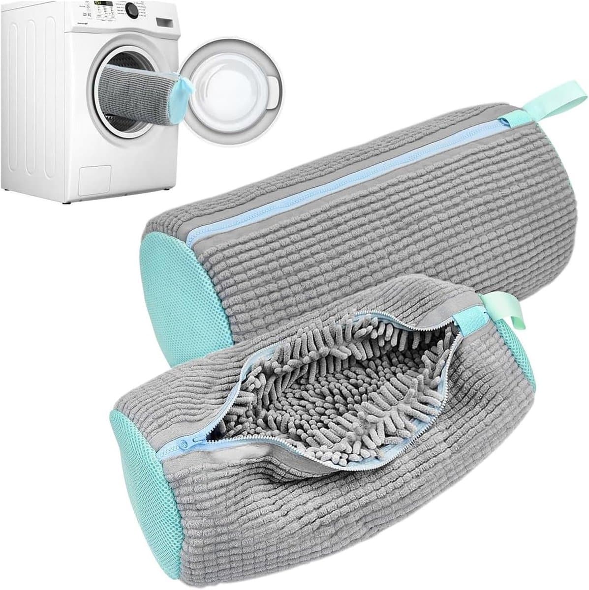 Set van 2 Schoenwaszakken voor de Wasmachine, Herbruikbaar en Geschikt voor Alle Schoenen en Maten, Grijs, Ideaal voor Onderhoud en Bescherming — afbeelding 1