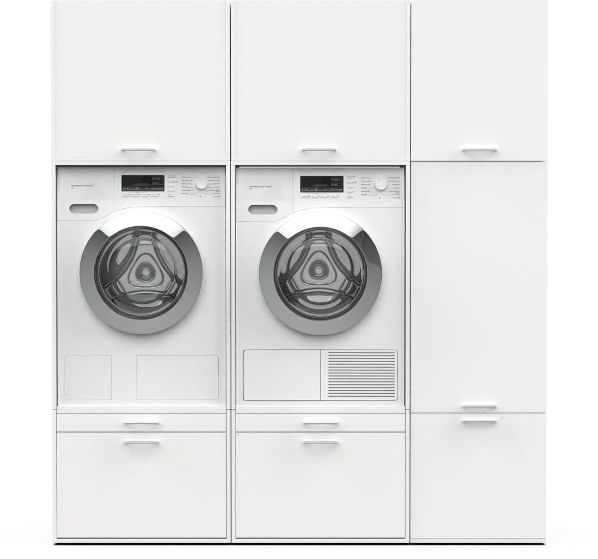 Washcab® Wasmachine Kast - Wasmachine Verhoger - Wasmachine Ombouw - Wit - Duo Set High 2 — afbeelding 1