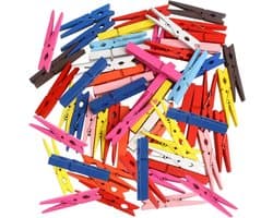 Grote Houten Wasknijpers 2,83 Inch - Gekleurde Ambachtelijke Knijpers (50 Stuks)