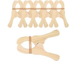 Houten Wasknijpers - Klemmen Hout - Huishoudelijk Gebruik - Natuurlijk Materiaal - 6 Stuks - Houtkleur