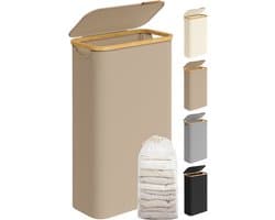 SONGMICS LCB506N02 - Opvouwbare Wasmand met Bamboe Handgrepen - Uitneembare Waszak - Oxford Stof