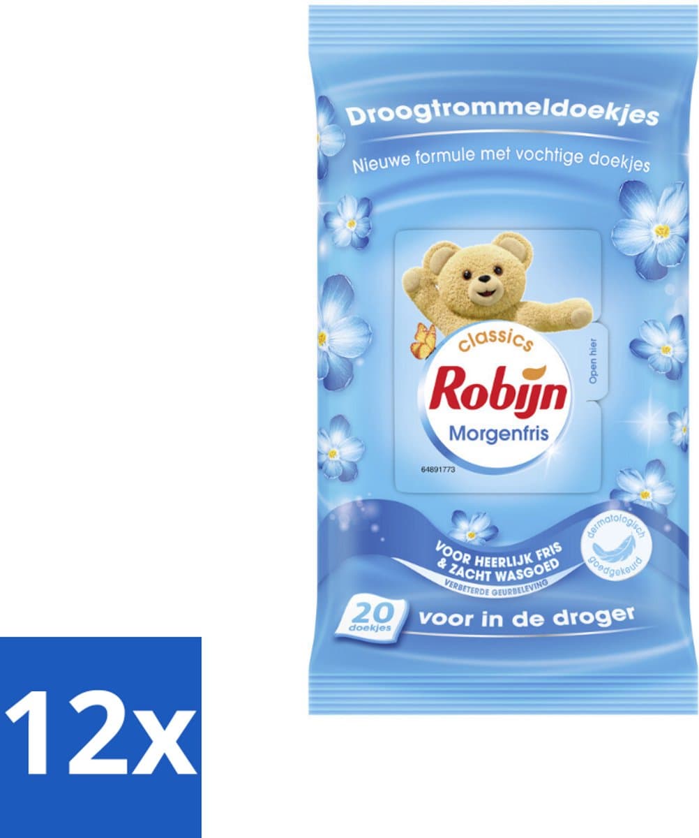 Robijn Droogtrommeldoekjes Morgenfris 20 stuks per verpakking - Voordeelverpakking - 12 stuks — afbeelding 1