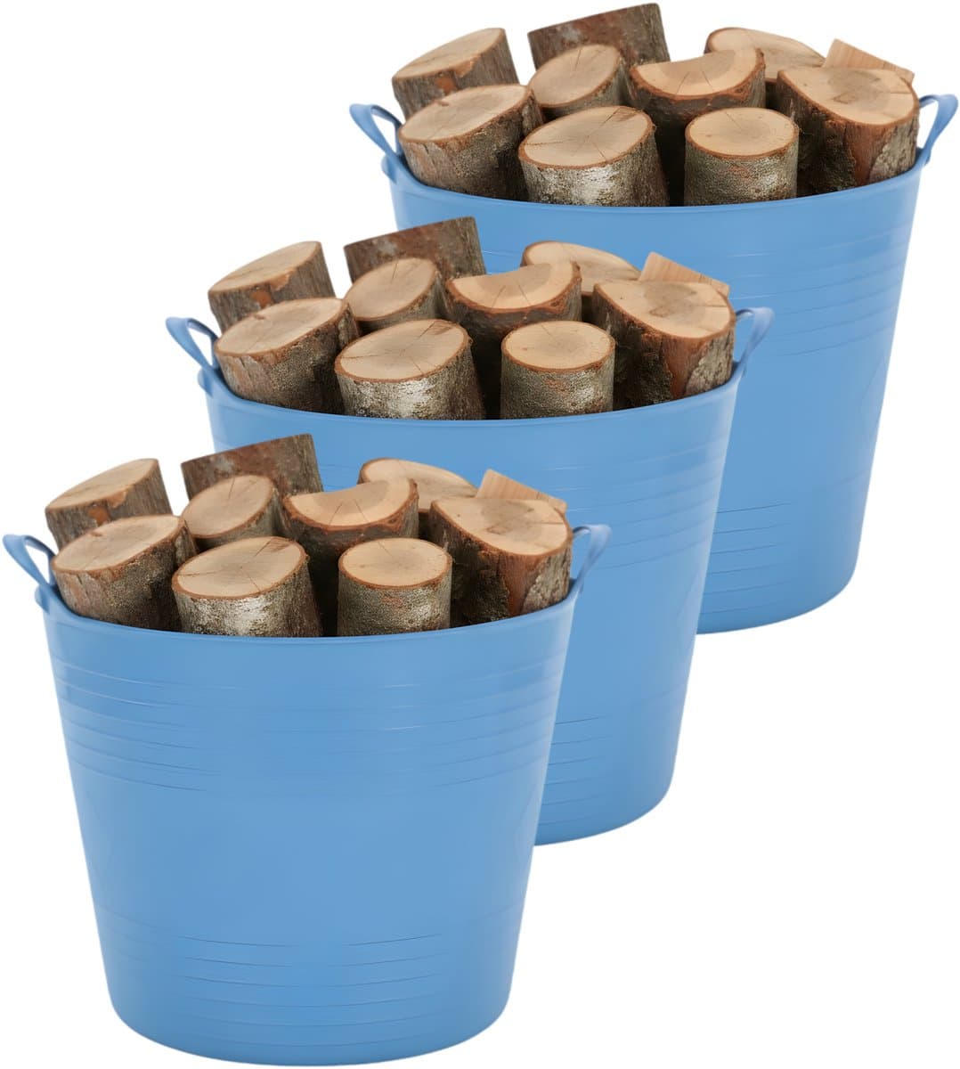 Excellent houseware Flexibele kuip / emmer - 3x - blauw - 27 liter - kunststof - 42 x 35 cm — afbeelding 1