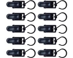 Grote Wasknijpers - Klemmen met Haken - Kleding Ophangen - 360 Graden Draaibaar - 10 Stuks - Zwart