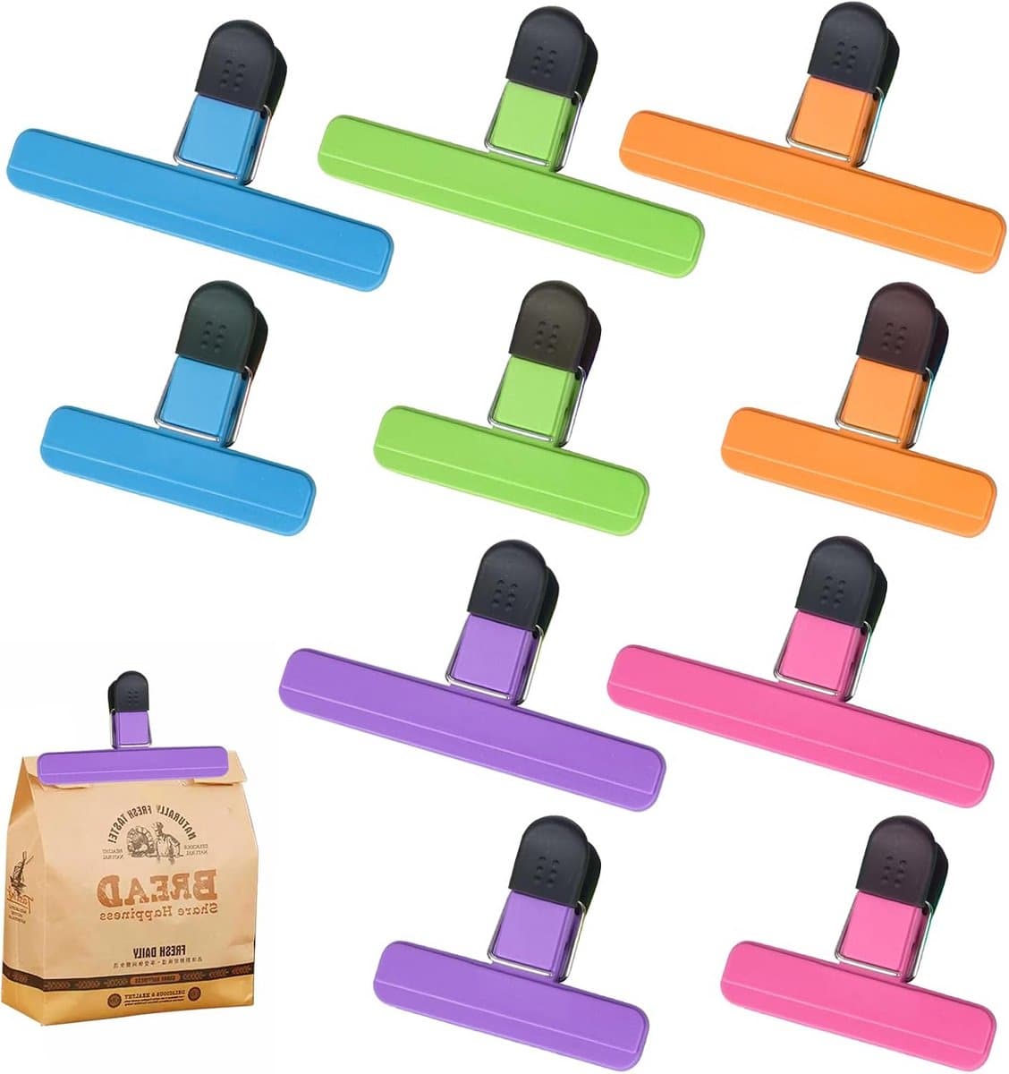 Pack van 10 Herbruikbare Voedselclips in 5 Kleuren voor Snackzakken — afbeelding 1