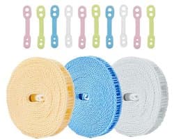 Winddichte Antislip Waslijn 3-Pack - Draagbare 8,0 m Waslijnen voor Binnen en Buiten