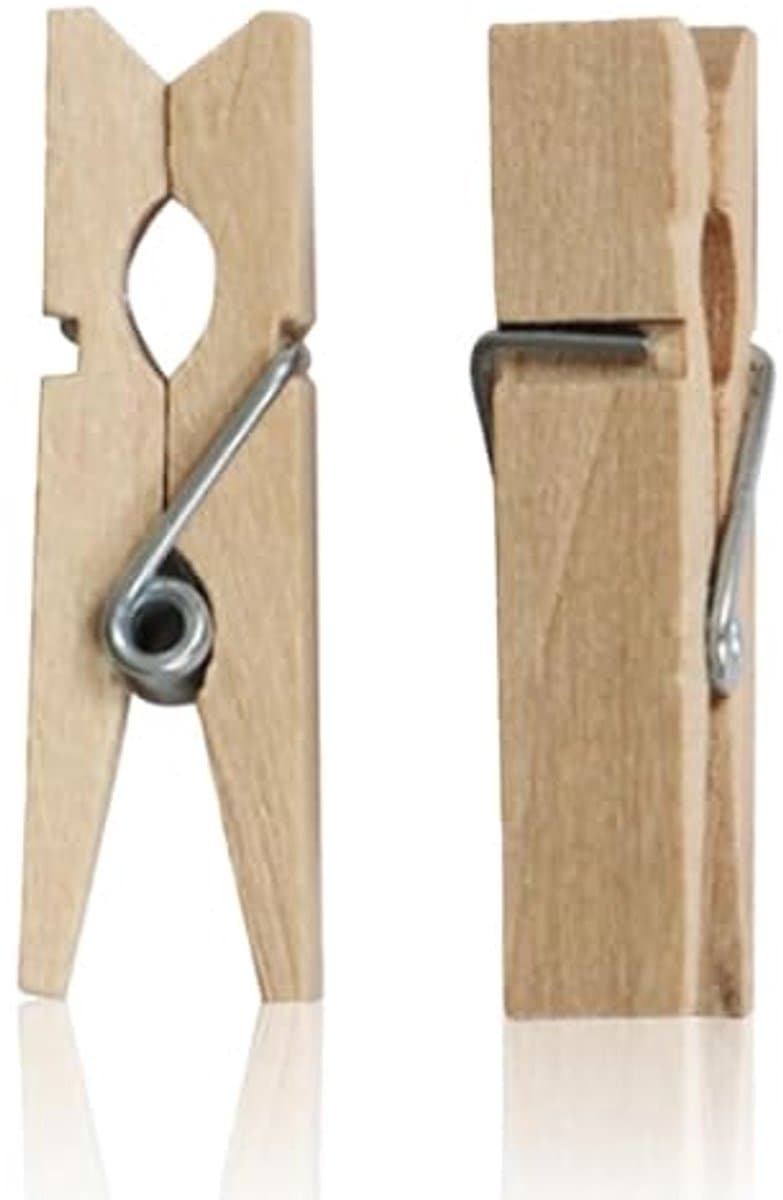 Houten Kledinghangers - Mini Knijpers - Foto's Ophangen - Natuurlijk Hout - 100 Stuks - Natuurlijk — afbeelding 1