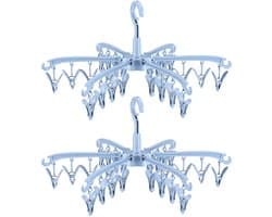 Opvouwbare sokkenhouders - multifunctionele drooghouders - set van 2 - hemelsblauw - kunststof