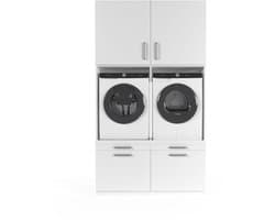 Wasophoogte® Wasmachine Kast Venice - Wasmachine verhoger - Wasmachine ombouw - 700(D)*1330(B)*2350(H) mm - Wit — afbeelding 1