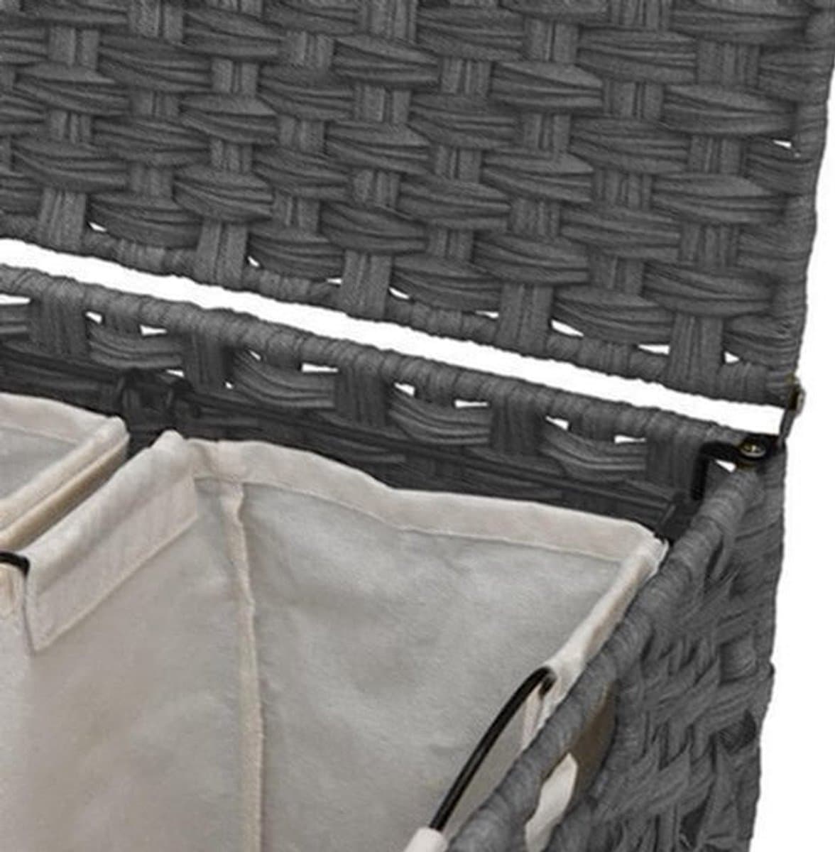 Wasmand – Wassorteerder – Wasbox – Opvouwbare Wasmand – Waszak – Met Wielen – Handgeweven Rattan – 66 x 35 x 60 cm — afbeelding 1