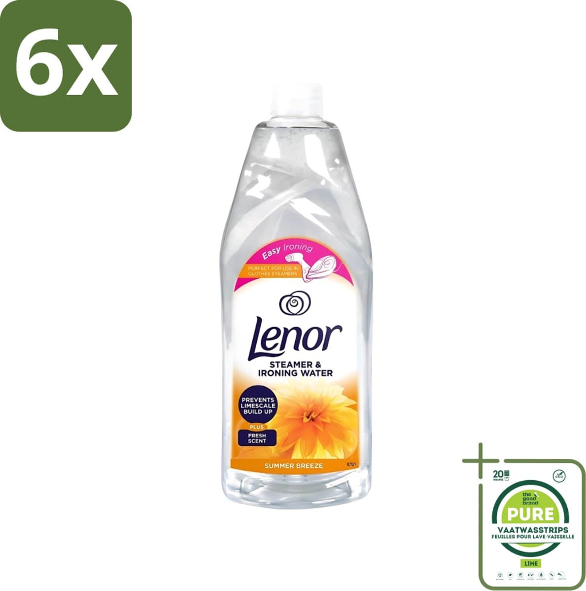 Lenor Strijkwater Summer Breeze 1 liter - Voordeelverpakking - 6 stuks - Strijkwater Summer Breeze - Zomerse geur — afbeelding 1
