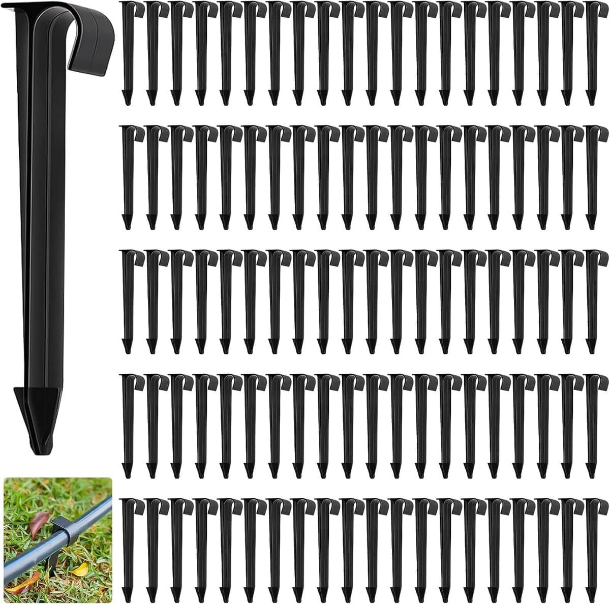Grondanker - Zwart - 11,2 cm - Kunststof Tuinslanganker voor Druppelslang - Voor Tuin en Irrigatie — afbeelding 1