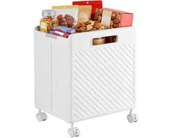Wasmand met wielen - Kledingmand op wielen - Efficiënt ruimtebeheer - Dubbellaags ontwerp - 45L x 34B x 7H cm