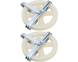 Lord of the Tools 2 stks 5 Inch Waslijn Katrol Nylon Touw Katrol Kabel Puller Compatibel met Outdoor Drogen Kleding Past Touw Tot 3/8 "Wit