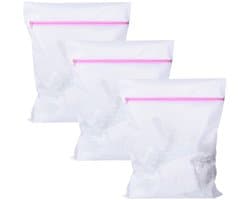Solidchoice- Wasnetten 3 Stuks - Fijnmazige Waszak - Herbruikbare Netwaszak - Ritssluiting - 50 cm x 60 cm - Beschermt Kleding tegen Schade