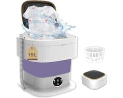 Dailygoods- Mini-wasmachine 15 liter - Draagbare wasmachine - Opvouwbare wasmachine - Centrifuge - Drie reinigingsmodi - Inclusief afvoermand