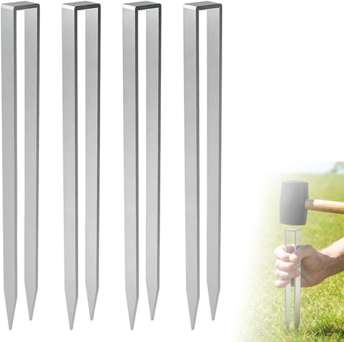 Grondankers U-vormig 4 stuks - Roestvrij Staal - Robuuste Bevestiging - Voor Rozenbogen - Tuin en Outdoor Structuren - Corrosiebestendig - Tuinankers — afbeelding 1