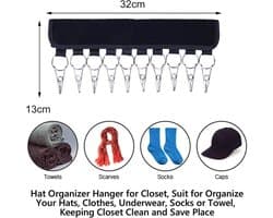 2 stuks - Organizer voor baseballpetten - Hoedenorganizer - Geschikt voor hangers en kledingkastdisplays - 10 hoedenclips - Kan baseballpetten, wintermutsen, handschoenen, kleding en sokken ophangen - Zwart