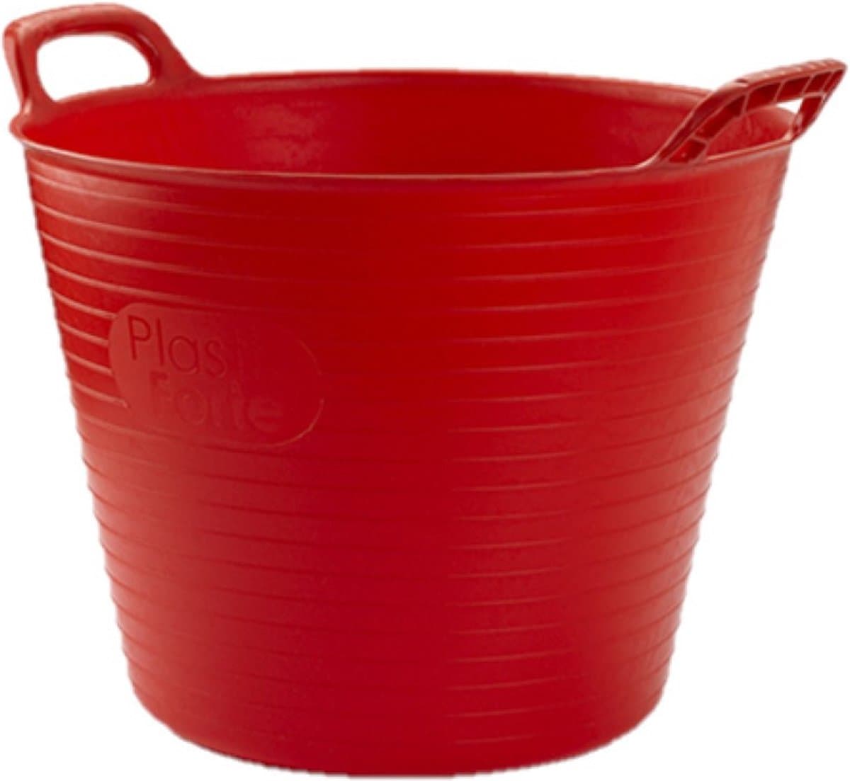 Plasticforte flexibele emmer/kuip - rood - kunststof - rond - 25 liter - 42 x 38 x 33 cm - wasmanden - tuinafval - speelgoed — afbeelding 1