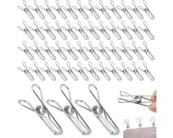 Allecto Plus - RVS Wasknijpers 100 Stuks 4.5 cm voor Handdoeken Kleding Sokken