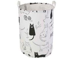 Cuhostki - 1 - Opvouwbare Wasmand - Katoenen Opbergmand - Zwart Wit - Moderne Stijl - Ruimtebesparend