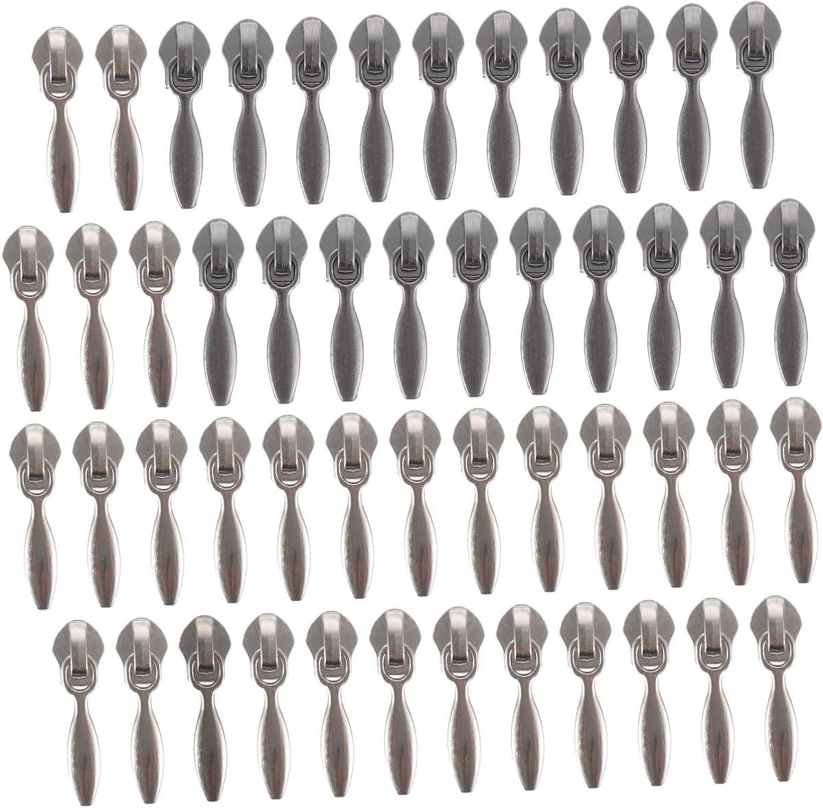 Operitacx 50stuks Verstelbare Rits Trekhaakjes Zipper Pullers Voor Kleding Tassen Zilver Zwart Voor Vervanging Van Beschadigde Ritsen — afbeelding 1