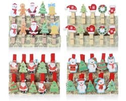 Cosensi- Knijpers Hout 40 Stuks - Decoratieve Sierklemmen - Kerstmis - Mini Knijpertjes - Duurzaam - Jute Koord - Decoratieve Clips
