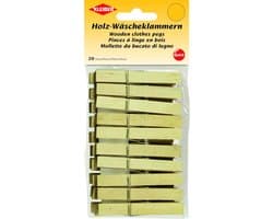 Houten wasknijpers - Kledingklemmen - Kleding drogen - Stevig berkenhout - 20 stuks - Naturel
