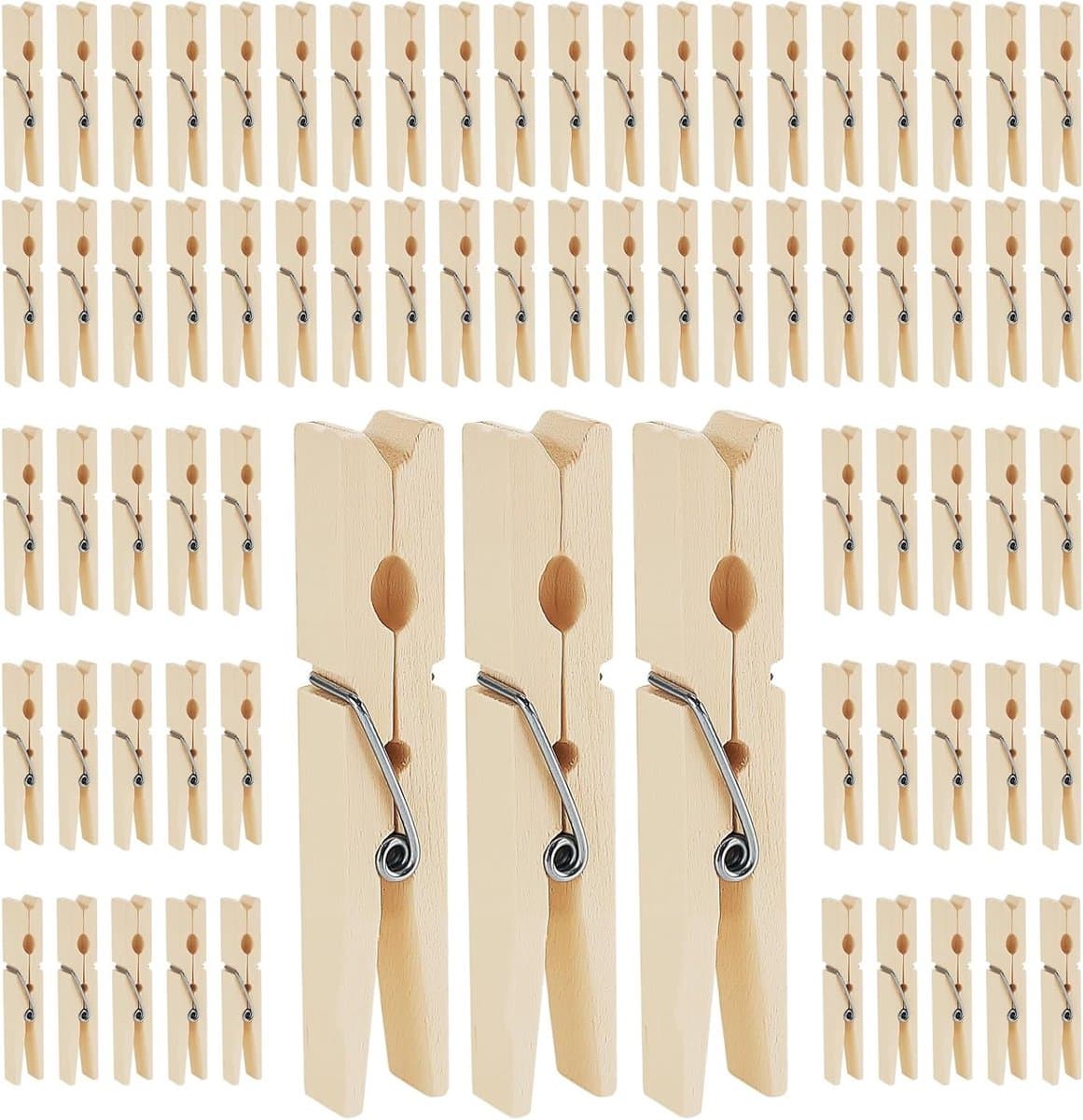 300 stuks 7,2 cm houten wasknijpers voor waslijn en knutselprojecten, ideaal voor fotowand en ambachten binnen en buiten — afbeelding 1