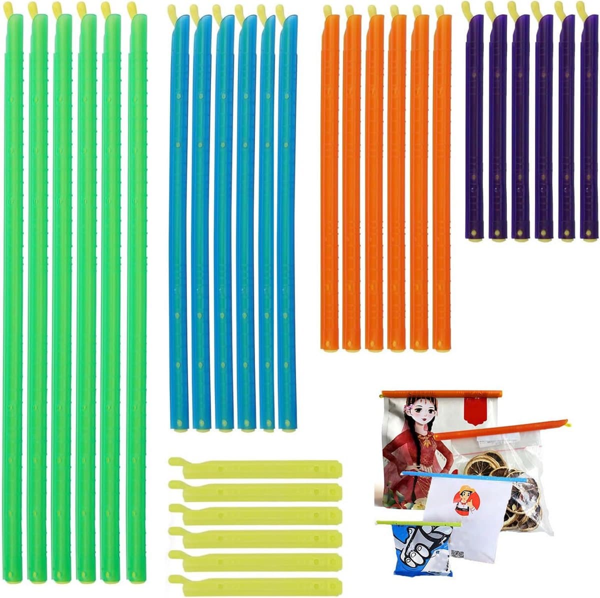 30 stuks sluitklemmen voor zakjes, 28,5/22,5/18,5/12,5/9 cm, herbruikbare sluitclips, voor het bewaren van levensmiddelen, 5 maten — afbeelding 1