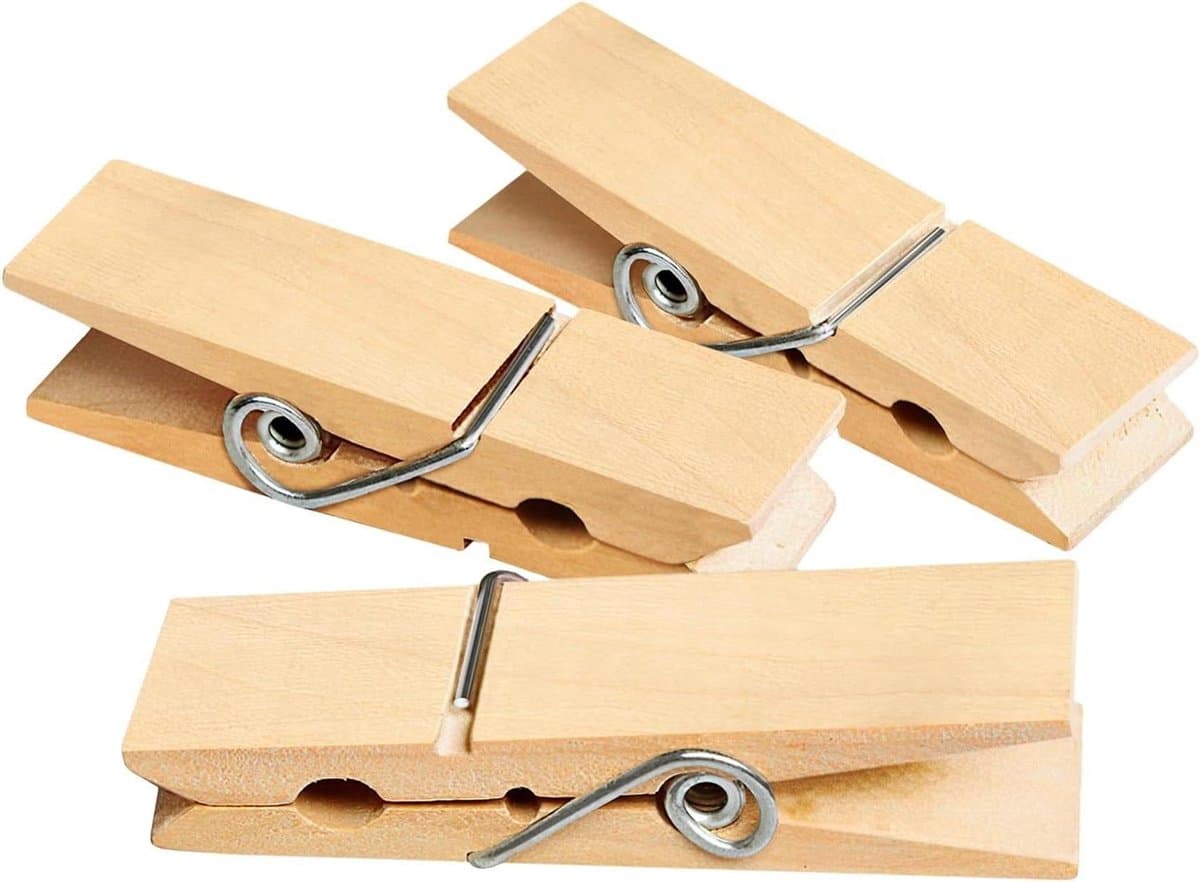 Grote Houten Wasknijpers - Kledingclips WaslijnHouders - Kleding Ophangen - Stevige Grote Grip - 72 cm - Natuurlijk Hout — afbeelding 1