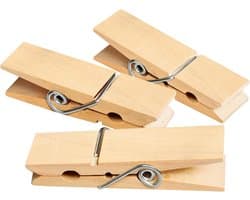 Grote Houten Wasknijpers - Kledingclips WaslijnHouders - Kleding Ophangen - Stevige Grote Grip - 72 cm - Natuurlijk Hout