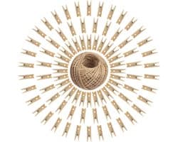 Set van 100 Houten Kledingknijpers en Foto Clips met 30 m Jute Touw voor Kleding, Foto's en Creatieve Projecten