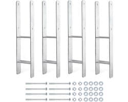 Paaldragers Thermisch Verzinkt - Grondankers H-anker - Tuinconstructies Verankeren - Stevige H-constructie - 91 x 600 mm - Zilverkleurig