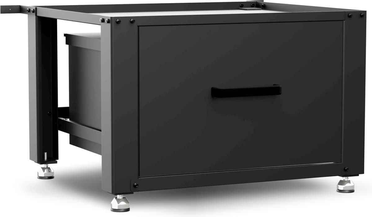 Bodo® - Wasmachine Verhoger - Kast - Ombouw met Lade - Zwart - 61x58x44-48cm — afbeelding 1