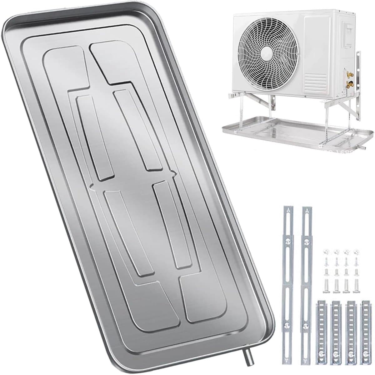 Airco lekbak - Condensbak afvoer - Water opvang - Roestvrij staal - 93x44x35cm - Zilver — afbeelding 1