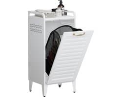 VEEHAUS® Tessi Wasmand - Luxe Wasverzamelmand – Wasbox – Ergonomisch Uitneembare Zak – Metalen Frame van Hoogwaardig Staal - 42 x 35 x 93 cm – Wit — afbeelding 1