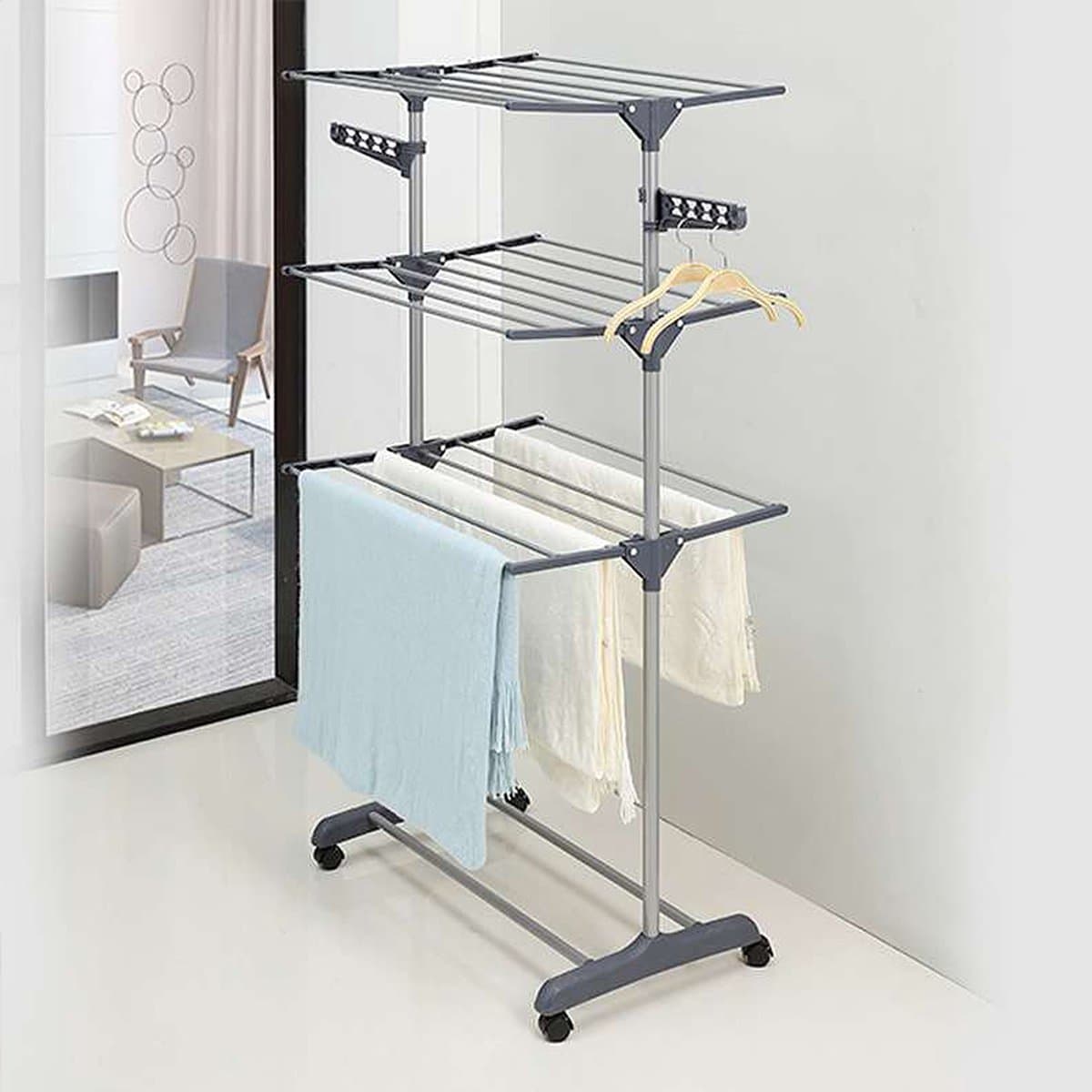 PIPIPOXER Droogrek-kledingrek, opvouwbare standaard, wielen 72*56*152cm — afbeelding 1