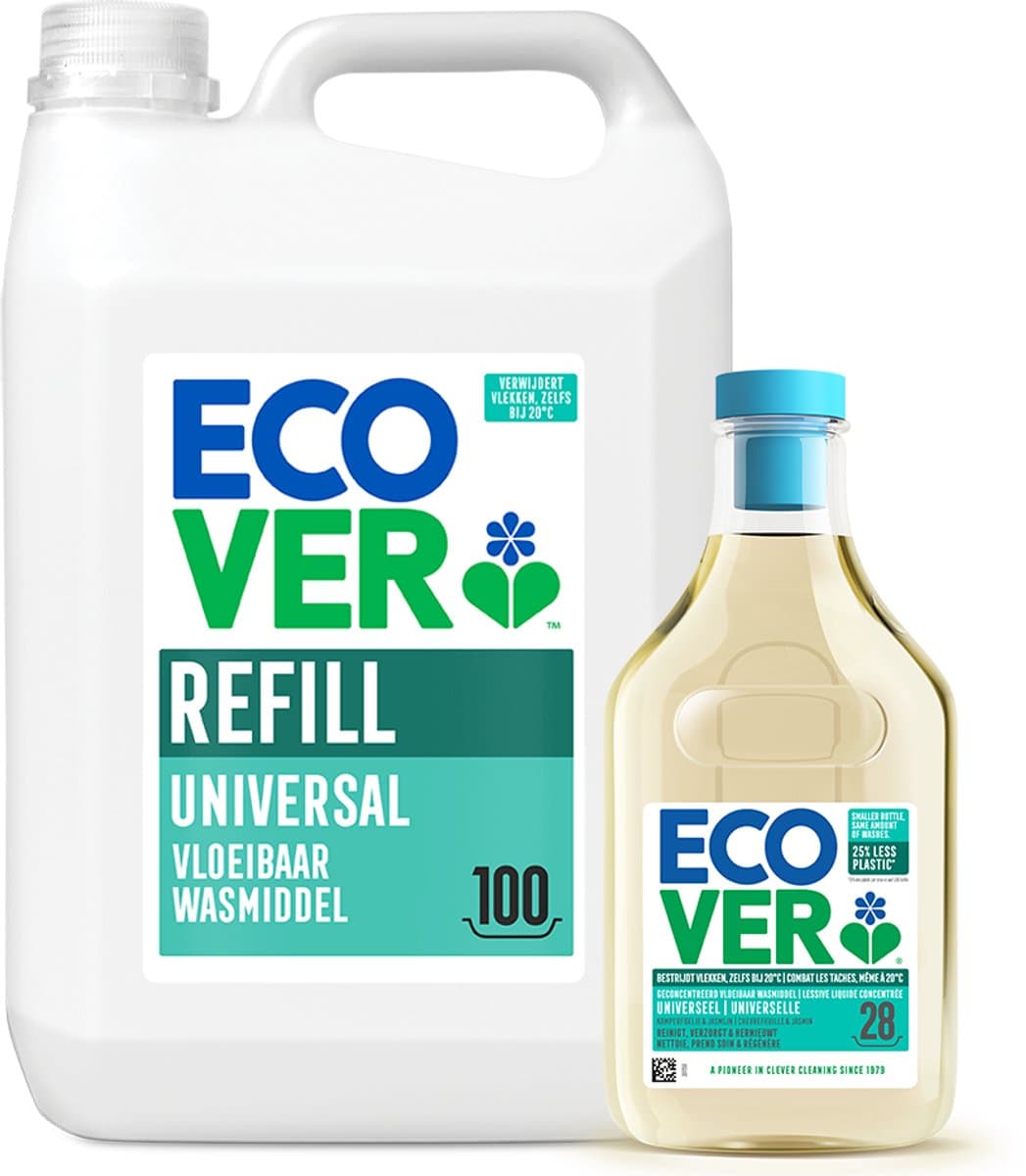 Ecover - Vloeibaar Wasmiddel Universal - Voordeelverpakking 5 L + 1 L - 128 wasbeurten - Plantaardig & Biologisch afbreekbaar - Krachtige reiniging bij 20°C - Frisse geur — afbeelding 1