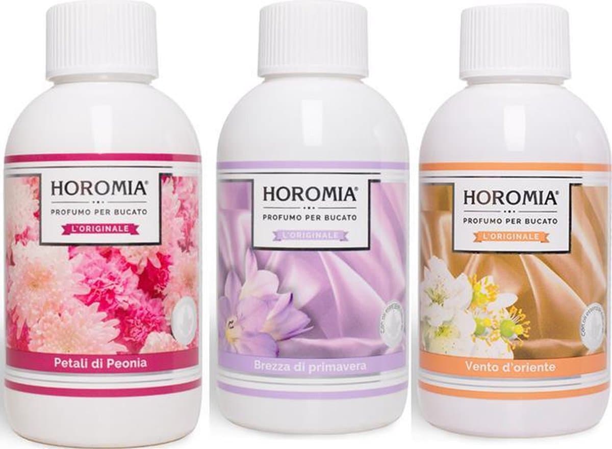 Wasparfum Horomia | set 3 x 250 ml Petali di peonia, Brezza di primavera, Vento d'Oriente — afbeelding 1