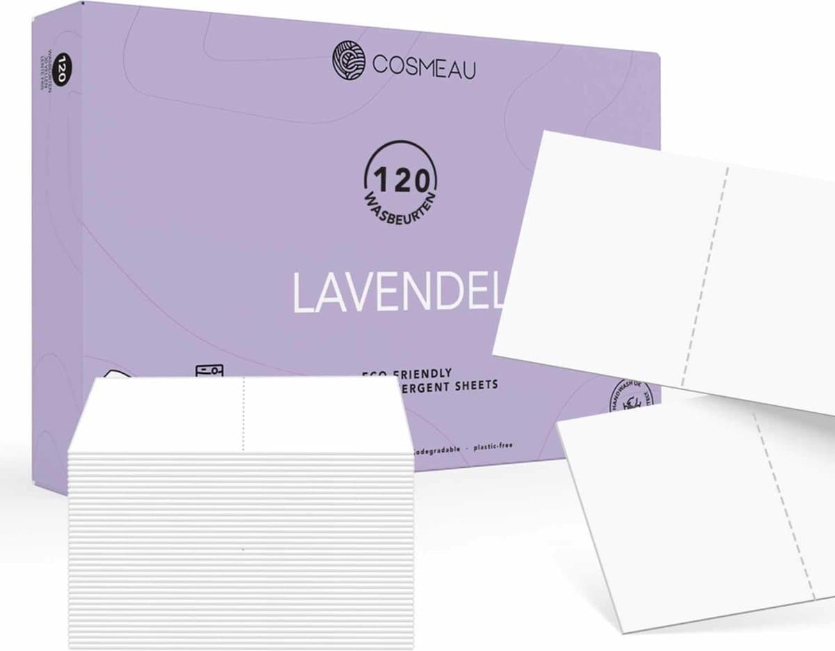 Cosmeau G5 Wasstrips 120 Wasbeurten - Lavendel - 5-Enzymen - Wasmiddel - Wasvellen - Wasdoekjes - Wasmiddeldoekjes - Detergent Sheets - Bamboozy - Laundry Strips — afbeelding 1