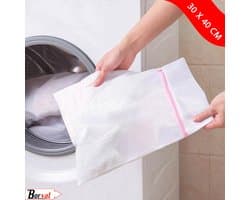 Borvat® | Waszakje | Wasnetje | Waszak klein | 30 x 40 cm | Waszakken | Waszak met rits | Waszak lingerie | lingerie | sokken | wit | 2 bh's