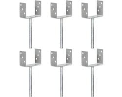vidaXL - Grondankers - 6 - st - 12x6x30 - cm - gegalvaniseerd - staal - zilverkleurig