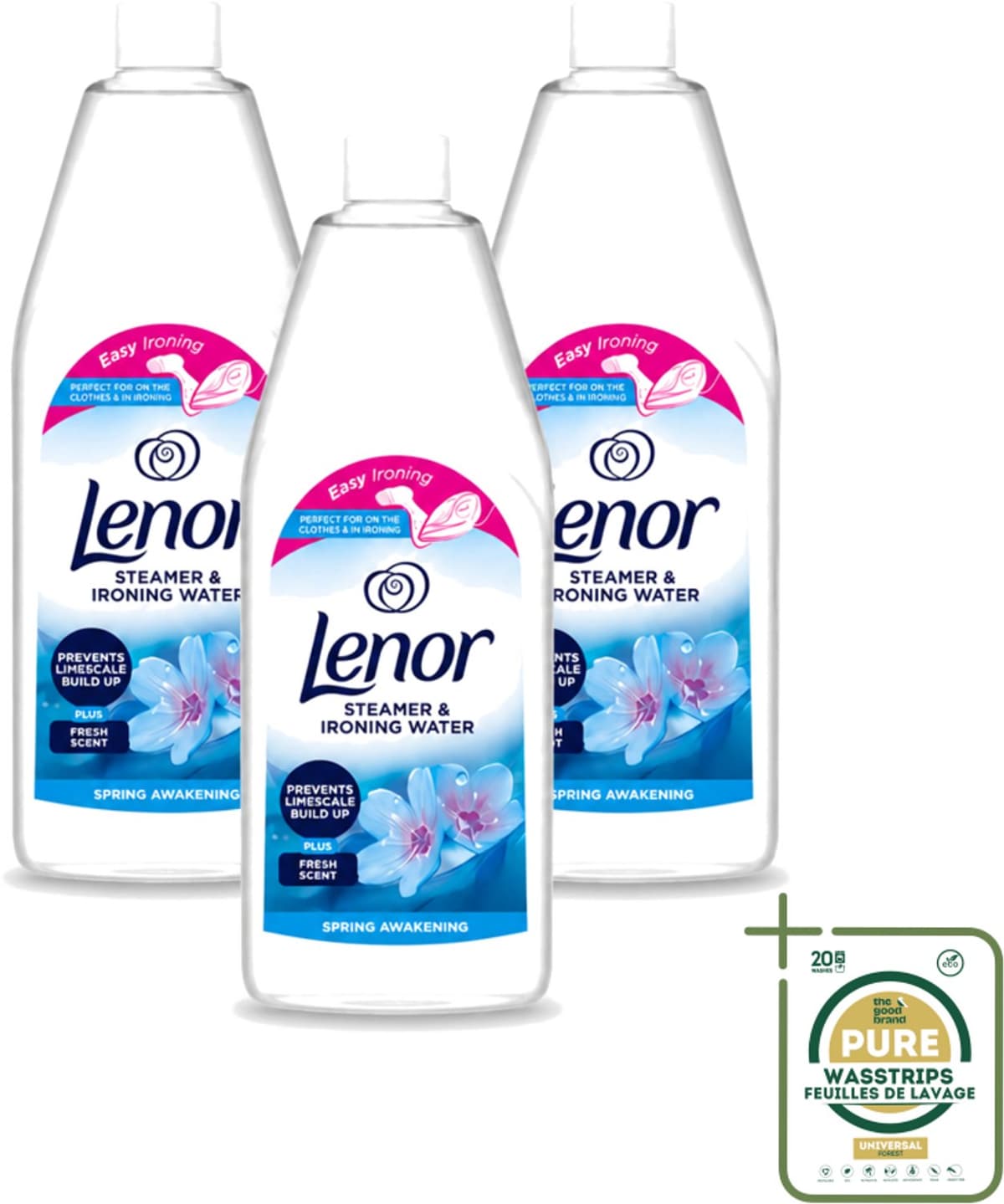 3 x Lenor - Strijkwater - Spring Awakening - Textielverfrisser - 1000 ml - Wasstrips - Strijkwater - Textielverfrisser - Wasgoed - Frisheid - Kleding — afbeelding 1