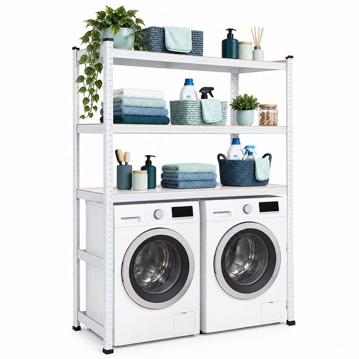 Wasmachine rek - 180 x 130 x 40 cm - wit — afbeelding 1