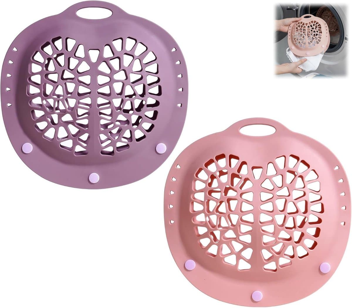 2 stuks - bh waszak - waszakken - siliconen waszak voor beha - lingerie waszak - tpr materiaal - anti-vervorming, inclusief wasbal - 21,6*20,9*6,5 cm - voor wasmachine - roze en paars — afbeelding 1