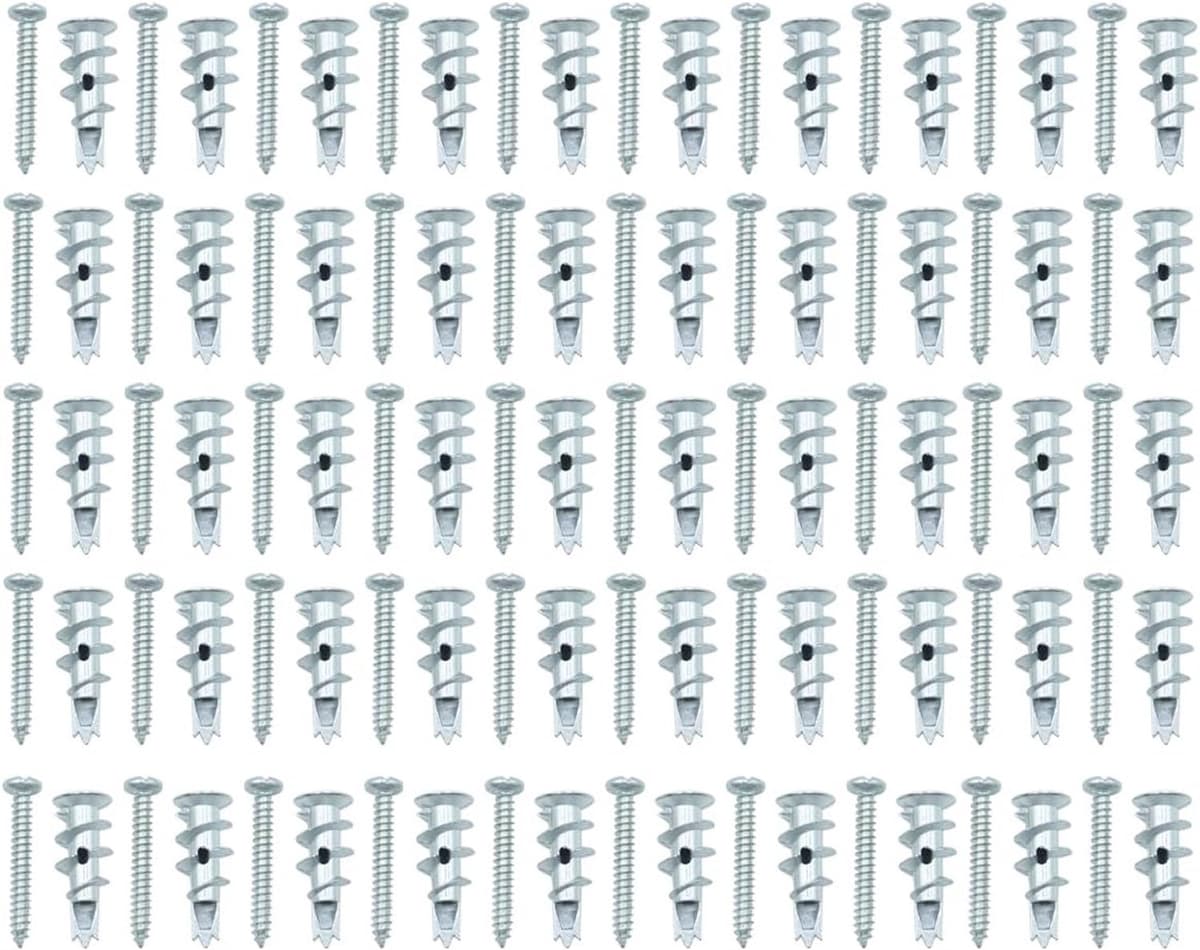 50 sets zinklegering zelfborende gipsplaten ankers met schroeven zilver — afbeelding 1