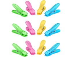 Stoffen Clips - Wasknijpers - Was Drogen - Jumbo Formaat - 24 Stuks - Veelkleurig