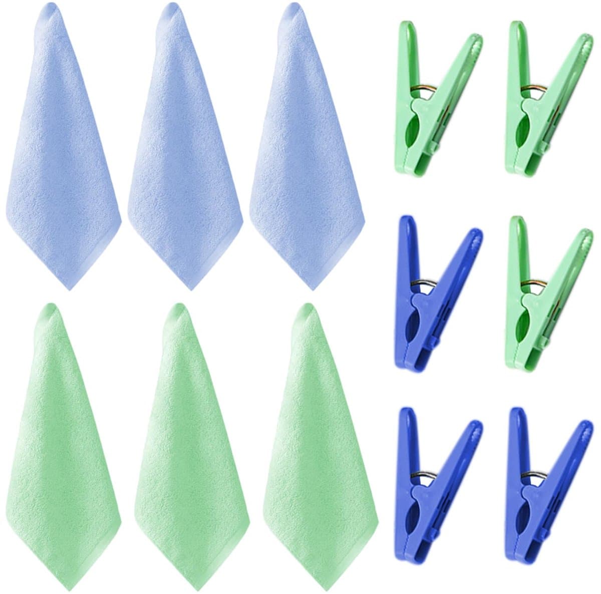 Dailygoods - 6 Stuks Kinderhanddoeken en Clips, Multifunctionele Reinigingsdoeken — afbeelding 1