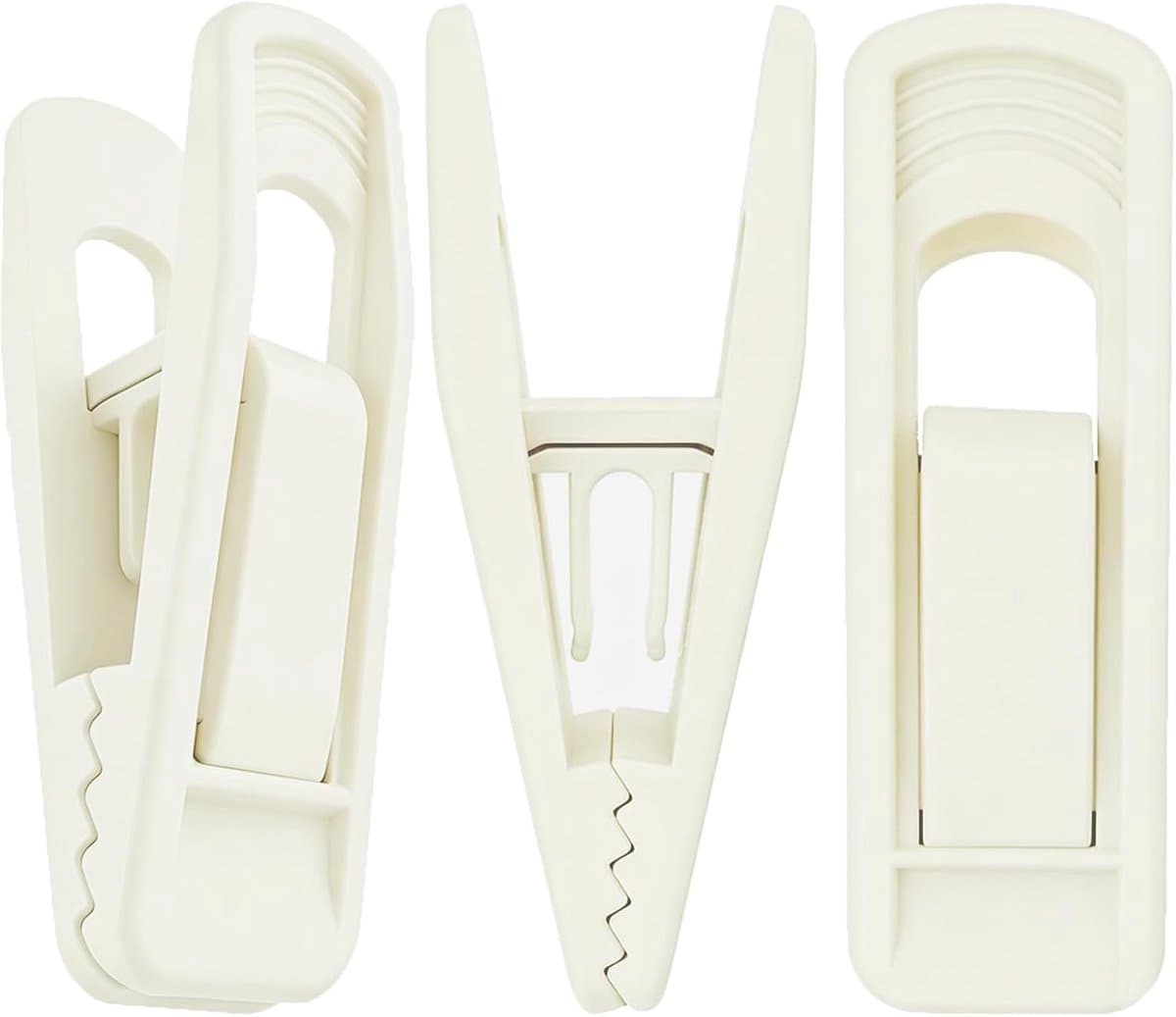 set van 20 fluwelen kledinghaakjes, vinger-broekclips voor fluweel-beflockte kleerhangers, kledingspelden (beige (kunststof)) — afbeelding 1